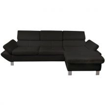 Canapé Vérona 3 Places + Méridienne À Droite Enduit Pvc Noir