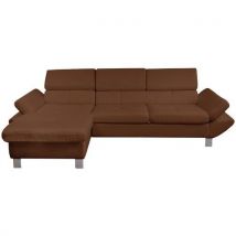 Canapé Vérona 3 Places + Méridienne À Gauche Enduit Pvc Brun