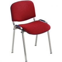 GMCE - Lot de 5 Chaises de Réunion Cluny - Assise Tissu Rouge, Piètement Chromé - Empilable - 46x46cm