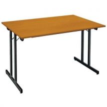 Table Pliante Multiusage 120 X 80 Cm Merisier Pied Noir