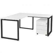 Table Office Pro Pied Carre 160 X 80 Cm Gris Pied Noir