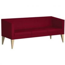 Sokoa - Canapé 3 places PUNTO tissu Rouge - Pieds Bois Hêtre - M1 - Éco-responsable