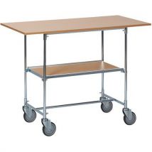 Helge Nyberg - Table mobile chêne 2 plateaux - 1200x600 mm - 100 kg - Hauteur 900 mm - 4 roulettes pivotantes