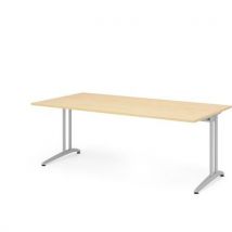 Bureau Droit Piètement En C-200x100cm-érable-argent