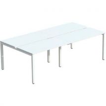 Bureau Droit Bench 126x320cm Pied Blanc Plateau Blanc 4pers.