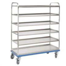 Gmohling - Chariot aluminium pour 24 bacs - 7 tablettes - 300 kg - Robuste et éco-responsable