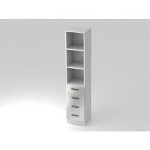 Armoire À 4 Tiroirs-poignée Métal-5 Niveaux-blanc-argent