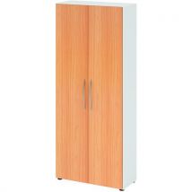 Armoire À Portes Basic-5 Niveaux-blanc-hêtre