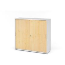 Armoire Portes Coulissantes - Métal-3 Cases-blanc-érable