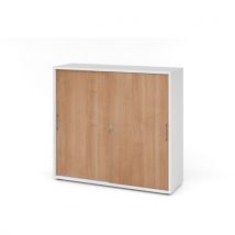 Armoire Portes Coulissantes - Métal-3 Cases-blanc-noyer