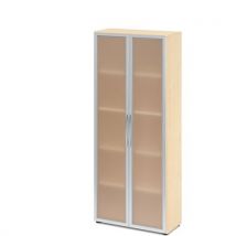 Armoire À Portes Vitrées Basic-5 Niveaux-érable-argent