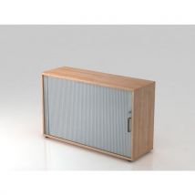 Armoire À Rideau Horizontale-striée-2 Niveaux-noyer-argent