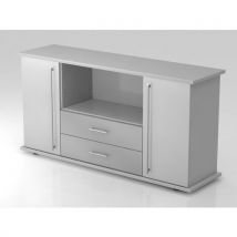 Armoire Basse Portes Et Tiroirs Sb-- Plastique-gris-gris