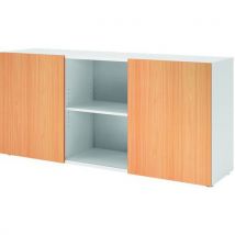 Armoire Basse À Portes Flottantes-blanc-hêtre