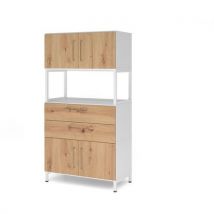 Armoire Combi À 4 Niveaux-socle Acier-blanc-chêne Ambré