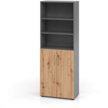 Armoire Combinée-3 Niveaux À Portes-graphite-chêne Ambré