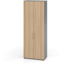 Armoire Portes Battantes À 6 Étagères-graphite-chêne