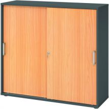 Armoire Portes Coulissantes - Chromées-3-graphite-hêtre