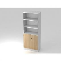 Armoire Verrouillable-2 Niveaux Avec Portes-blanc-chêne