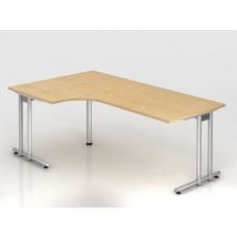 Bureau Angle 90° Piètement En C Ns82-200x120cm-érable-argent