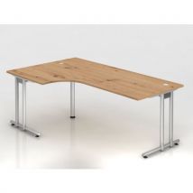 Bureau Angle 90° En C Ns82-200x120cm-chêne Ambré-argent