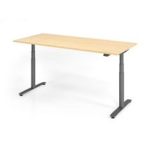 Hammerbacher - Bureau assis-debout XDLR 180x80cm Érable/Anthracite - Hauteur réglable 63-127cm - Ergonomique et Éco-responsable