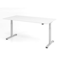 Hammerbacher - Bureau assis-debout XMST 200x100cm Blanc/Argent - Ergonomique et Éco-responsable - Hauteur réglable 71-120cm