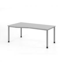 Bureau Asymétrique À 4 Pieds Ronds-180x100cm-gris-argent