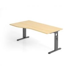 Bureau Asymétrique Piètement En C-180x100cm-érable-graphite