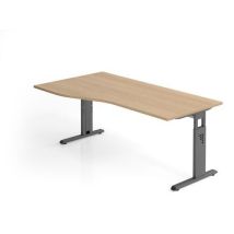 Hammerbacher - Bureau asymétrique piètement en C 180x100cm - Chêne Graphite - Éco-responsable FSC