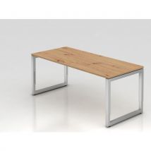 Bureau Avec Pieds En O Carré-180x80cm-chêne Ambré-argent