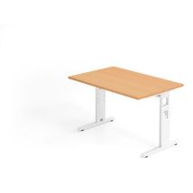 Hammerbacher - Bureau droit C-120x80cm Hêtre Blanc - Hauteur réglable 65-85cm - FSC