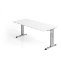 Hammerbacher - Bureau droit C 180x80cm Blanc Argent - Hauteur réglable 65-85cm - FSC