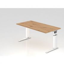 Bureau Avec Piètement En C Us16-160x80cm-chêne Ambré-blanc