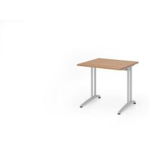 Hammerbacher - Bureau droit carré BS08 80x80cm Noyer/Argent - Piétement en C - FSC