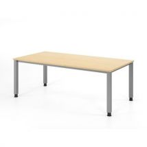Bureau Droit À 4 Pieds Carrés-200x100cm-érable-argent