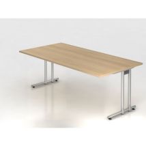 Hammerbacher - Bureau droit piètement en C NS2E - 200x100cm Chêne Argent - Éco-responsable FSC