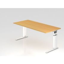 Hammerbacher - Bureau droit piètement en C US19 - 180x80cm Hêtre Blanc - Hauteur réglable 68-86cm - FSC