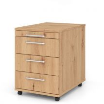 Caisson À 3 Tiroirs À Poignée Plastique Basic - Chêne Ambré