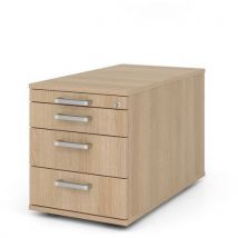 Caisson Mobile 3 Tiroirs Poignée Chromée-p 80cm-chêne-chêne
