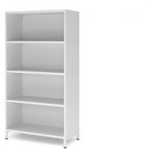Étagère Avec Socle En Acier - 4 Niveaux - Blanc