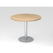 Table De Réunion Ronde-ø100cm-chêne-argent