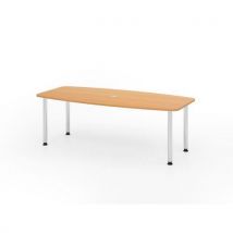 Hammerbacher - Table de réunion tonneau 220x105cm Hêtre - 4 pieds Chrome - Éco-responsable FSC