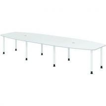 Table Réunion Tonneau À 8 Pieds-400x130cm-blanc-blanc