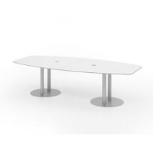 Table De Réunion À Pieds Colonnes-280x130cm-blanc-argent