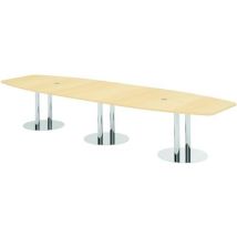 Table De Réunion À Pieds Colonnes-400x130cm-érable-chrome