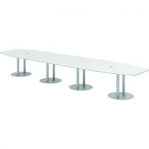 Table De Réunion À Pieds Colonnes-520x130cm-blanc-argent