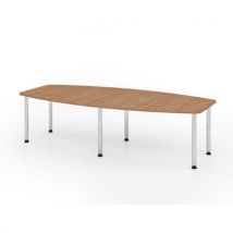 Table Réunion Tonneau À 6 Pieds-220x130cm-noyer-chrome