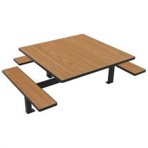 Table Bcs Orpin Pmr 1.52 Carrée Teck/mét Gris 7016