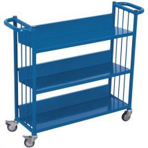 Variofit - Chariot de rangement pour livres - Acier Bleu - 3 tablettes - 150 kg max